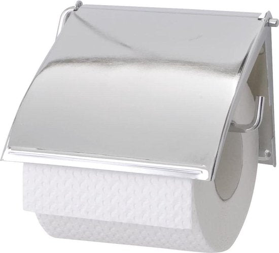 WENKO Toilettenpapierhalter mit Klappe, Chrom – WC-Papierhalter – Toilettenpapierhalter