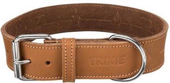 Trixie – Rustikales Lederhalsband „Hartslag“ – Braun – 55–65 × 4 cm