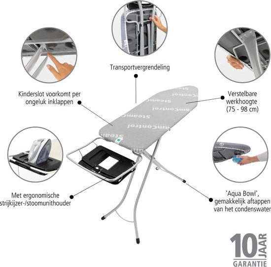Brabantia Steam Control Bügeltisch C - mit Dampfeinheitsträger - 124 x 45 cm