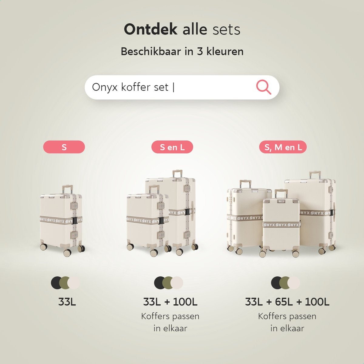 ONYX® - Check-in Koffer 100L - TSA-Schloss - Spinner-Räder - Leichter Trolley - Aluminiumverschluss - Sandweiß