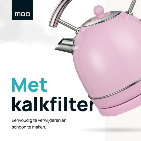 MOA Retro-Wasserkocher - Pastellrosa - Elektrisch - Edelstahl - EK4TP