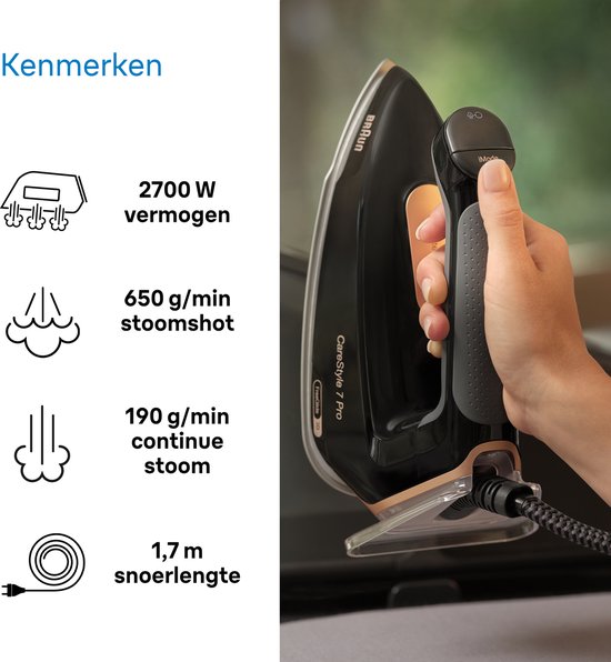 Braun CareStyle 7 Pro IS7286BK – Dampfbügelstation – Automatische Einstellungen – Halbiert die Bügelzeit – Schwarz