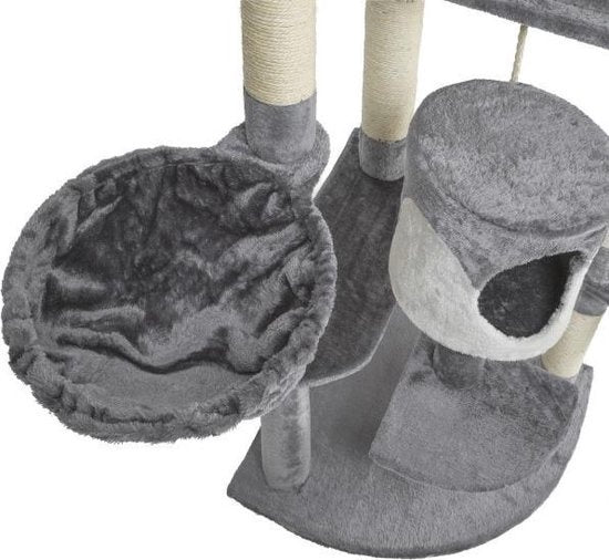Tectake Kratzbaum Fippi - 83 x 68 cm - 4 Aussichtsplattformen - Grau/Weiß