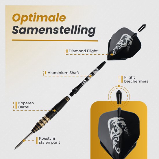 WINDSORÂ¬Ã† Cavelier 3 Dart Set mit 6 Darts, Deluxe Aufbewahrungsbox, 12 Flights, Flight Protectors, Dartspitzer und Dartwerkzeug