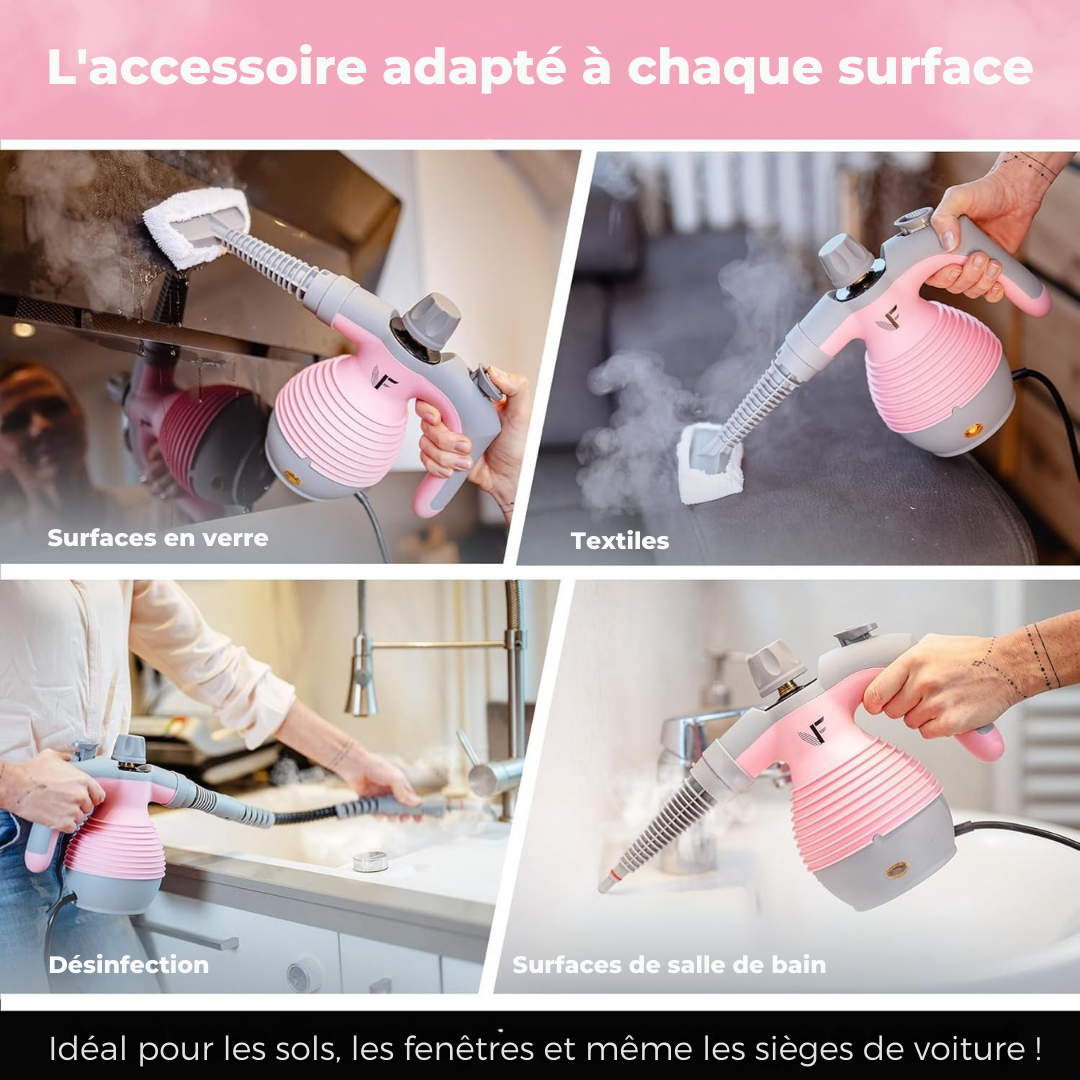 Neighbour's Friend Manueller Dampfreiniger - Dampfregulierung - Inklusive Zubehör - 350ml Tank - Rosa