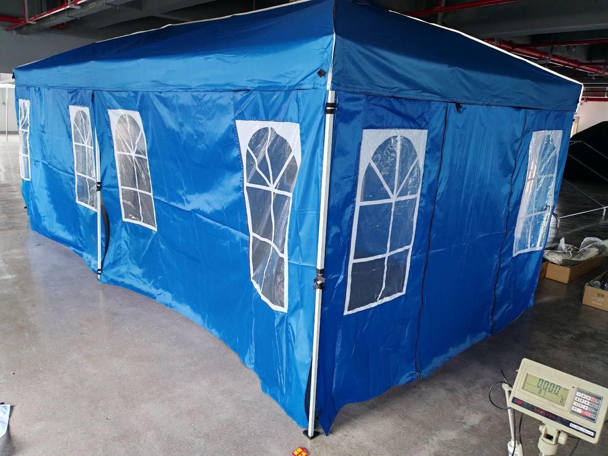 Faltbares Partyzelt „Coast“ – 3 x 6 Meter – höhenverstellbar – 6 Seitenwände – blau