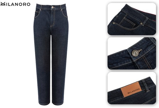 Milanoro - Stylische Herrenjeans - Dunkelblau - W33 - L30
