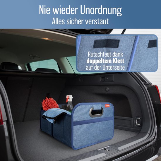 HELDENWERK Faltbare Kofferraumtasche mit rutschfestem Klettverschluss - Kofferraum-Organizer, Auto-Faltbox, Einkaufstasche - verstärkt und stabil