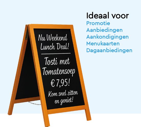 BRASQ Chalkboard Mahagoni - 70x130 CM - Chalkboard - Werbeschild - Bürgersteigschild - Doppelseitig - für Innen und Außen - Gastgewerbe