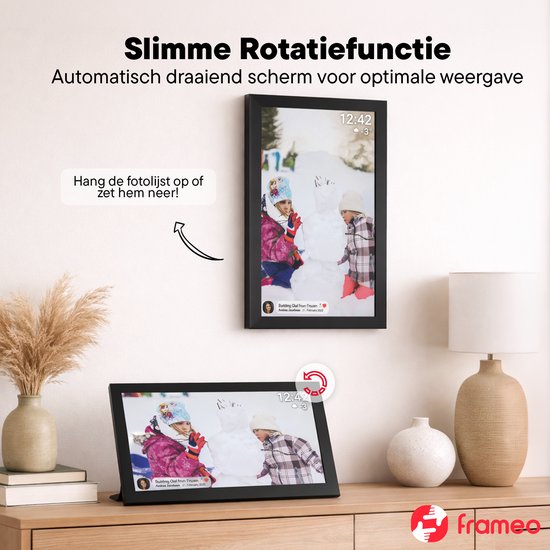 Denver Digitaler Bilderrahmen 15,6 Zoll – XL – Full HD – Frameo-App – Fotorahmen – Digitaler Kalender – WLAN – 16 GB – IPS-Touchscreen – PFF1501B