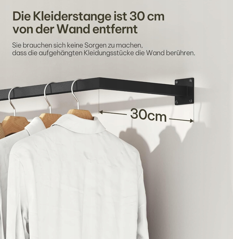Woltu Wandgarderobe im Industrial-Stil – Schwarz – 170 x 6 x 30 cm