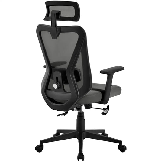 Yaheetech Ergonomischer Bürostuhl - Mesh - Verstellbar - Mit Kopfstütze - Armlehnen - Schwarz