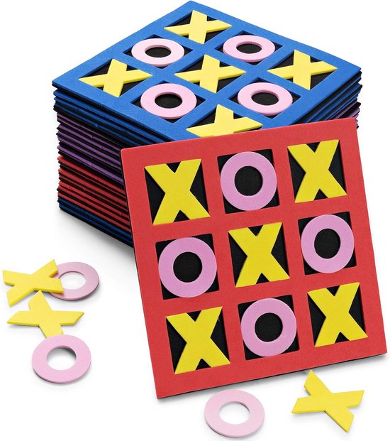 Partizzle 24x Mini Butter-, Käse- und Eierspiel - Partygeschenke - Tic Tac Toe Spiele - Lernspielzeug - Abschlussgeschenke für Kinder - Schaumstoff
