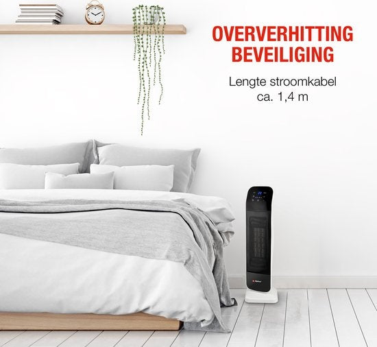 alpina Elektroheizgerät - Keramik-Heizlüfter - auch zum Kühlen - Timer - Fernbedienung - Schwenkfunktion - 2000W - Schwarz-Weiß