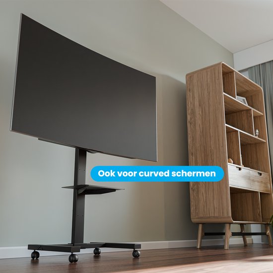Auronic TV-Ständer, fahrbar, für Fernseher von 32 bis 75 Zoll – TV-Ständer auf Rädern – universell einsetzbar – höhenverstellbar – drehbar – neigbar – für 55", 65" und mehr – schwarz