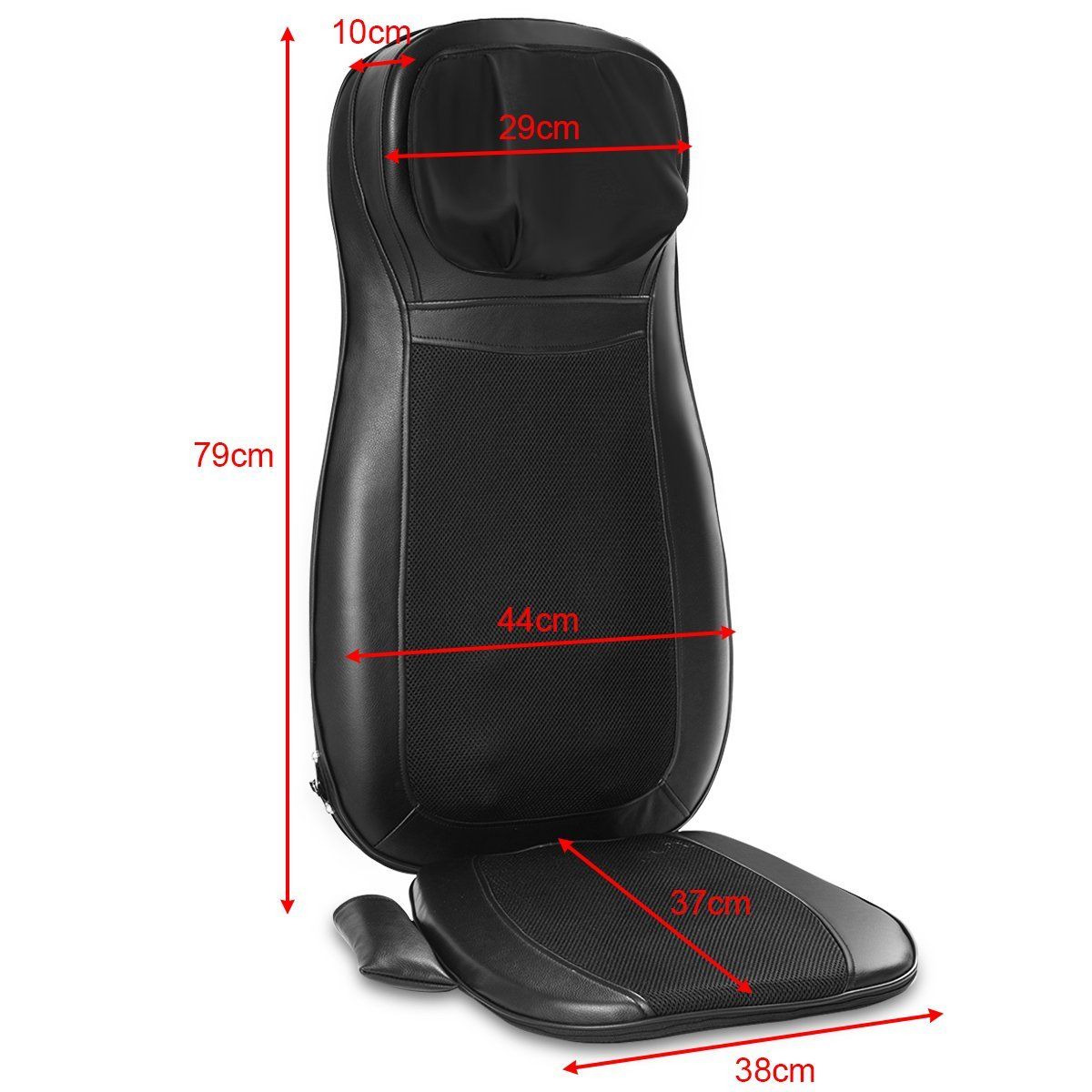 Coast Massagesesselbezug Shiatsu Schwarz - 78 x 46 x 19 cm - 3 Massagezonen - Mit Wärmefunktion