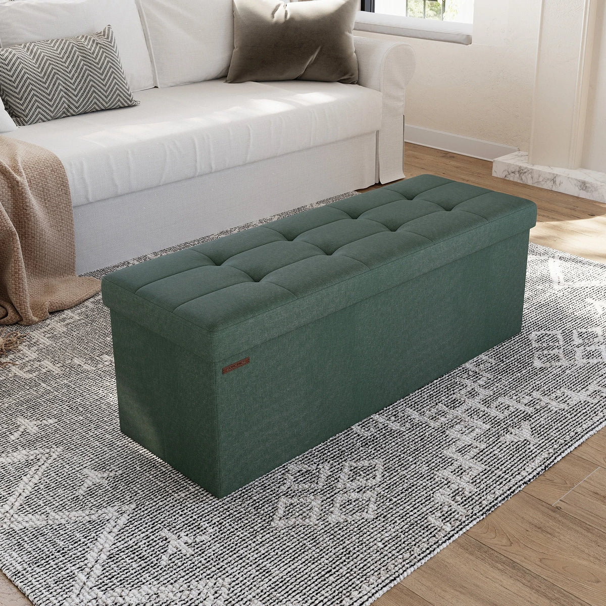 Joyfurnos Aufbewahrungskiste mit Sitzfläche – Ottomane – 38 x 110 x 38 cm