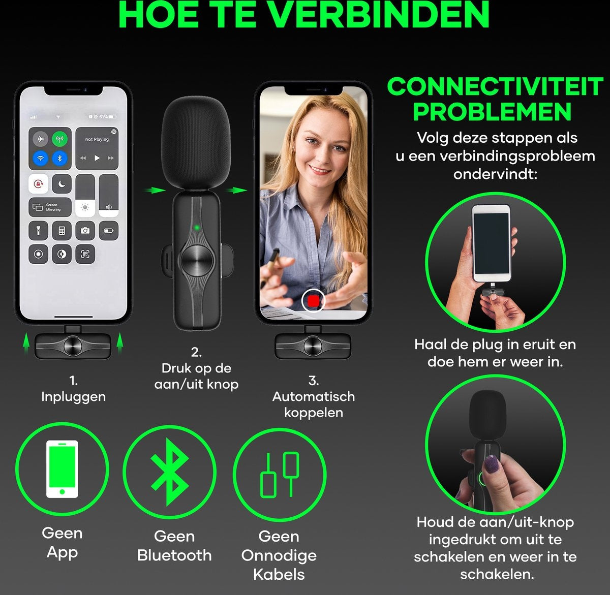 MATTIÂ® - Drahtloses Mikrofon - Mikrofon iPhone - Bluetooth-Mikrofon - Krawattennadel - Lightning
