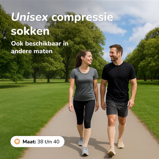 Alyze Kompressionsstrümpfe - 2 Paar - Größe 38-40 - Hoch - 20-30 mmHg - Socken für Männer & Frauen - Medizinisch - Neuropathie - Kompressionsstrümpfe - Diabetes - Durchblutung, Laufen, Flugzeug, Bett - Nackt