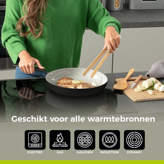 BE Living Essential Bratpfanne - Ø 24 cm - Keramik - PFAS-frei - Induktion - Schwarz