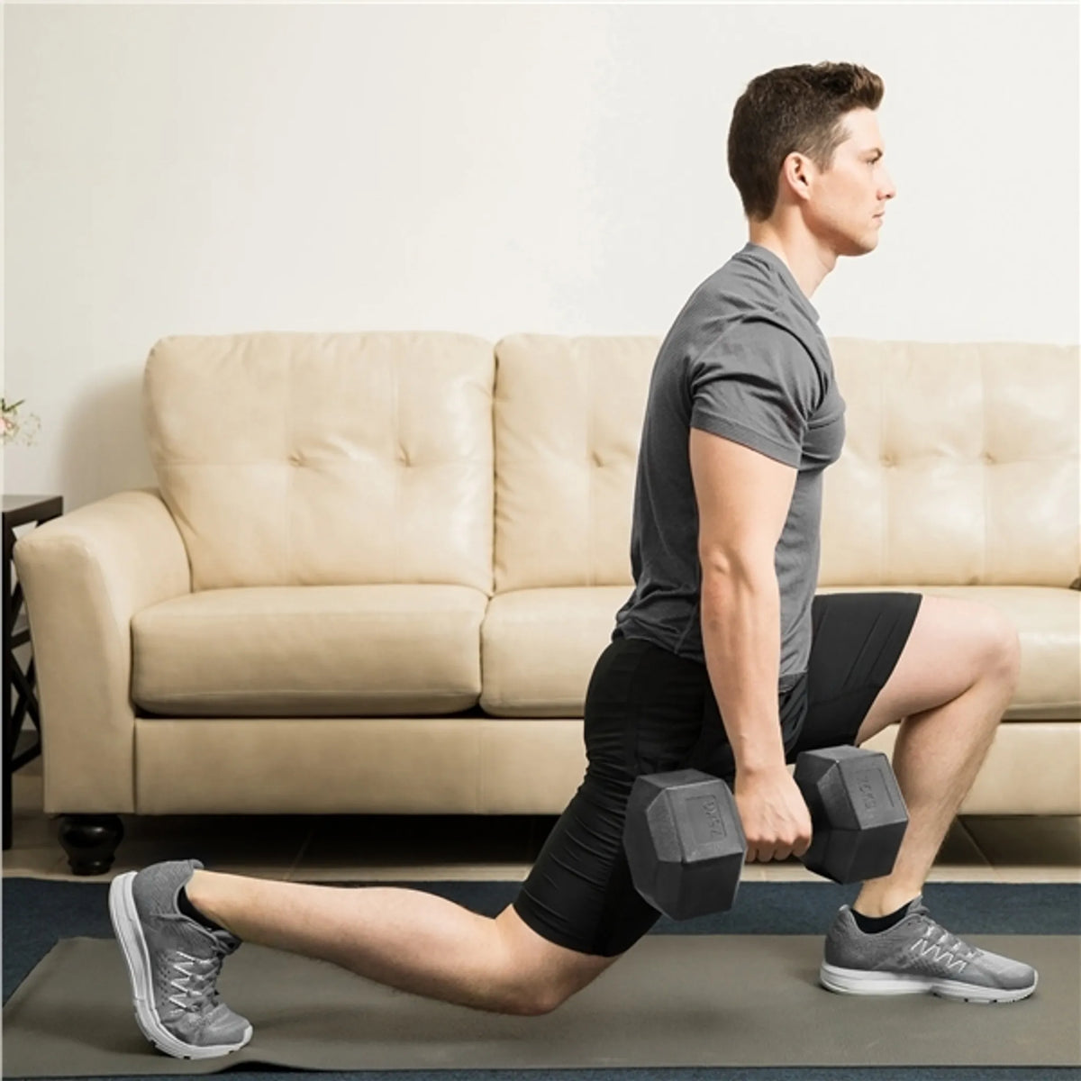 Yaheetech Hanteln 7,5 kg Set von 2 - Features hexagonal Anti-Roll-Design und ergonomische Griff und Bodenschutz PVC-Beschichtung - für Krafttraining und Cardio - Schwarz Gusseisen Beton und PVC - 31 x 14,6 x 14,6 cm