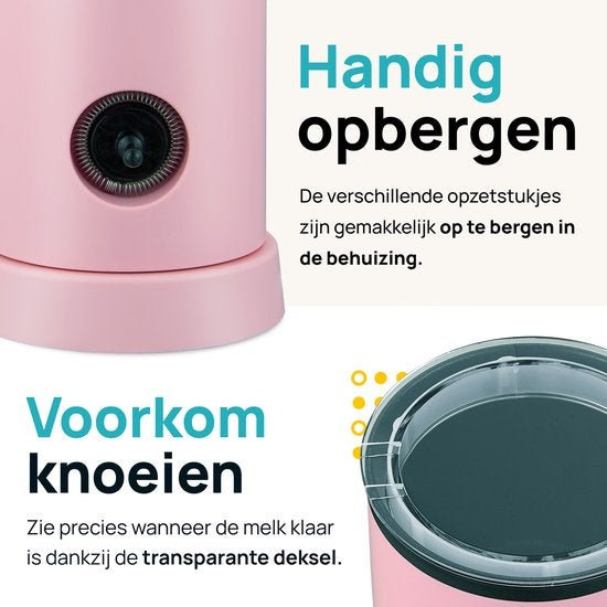 MOA Milchaufschäumer elektrisch - BPA-frei - zum Aufschäumen und Erhitzen - Pink - MF5P