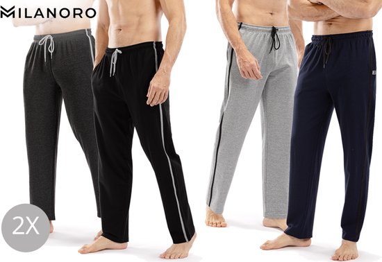 Milanoro - 2er-Set sportliche, bequeme Herren-Sweatpants - Marineblau/Anthrazit - S