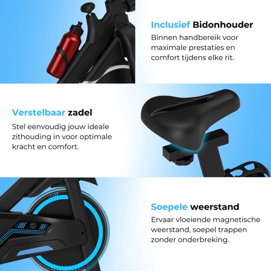 Heimtrainer - Fitness Bike - Spinning Bike - 8KG Schwungrad - Herzfrequenzmesser - Inkl App - Extrem leise