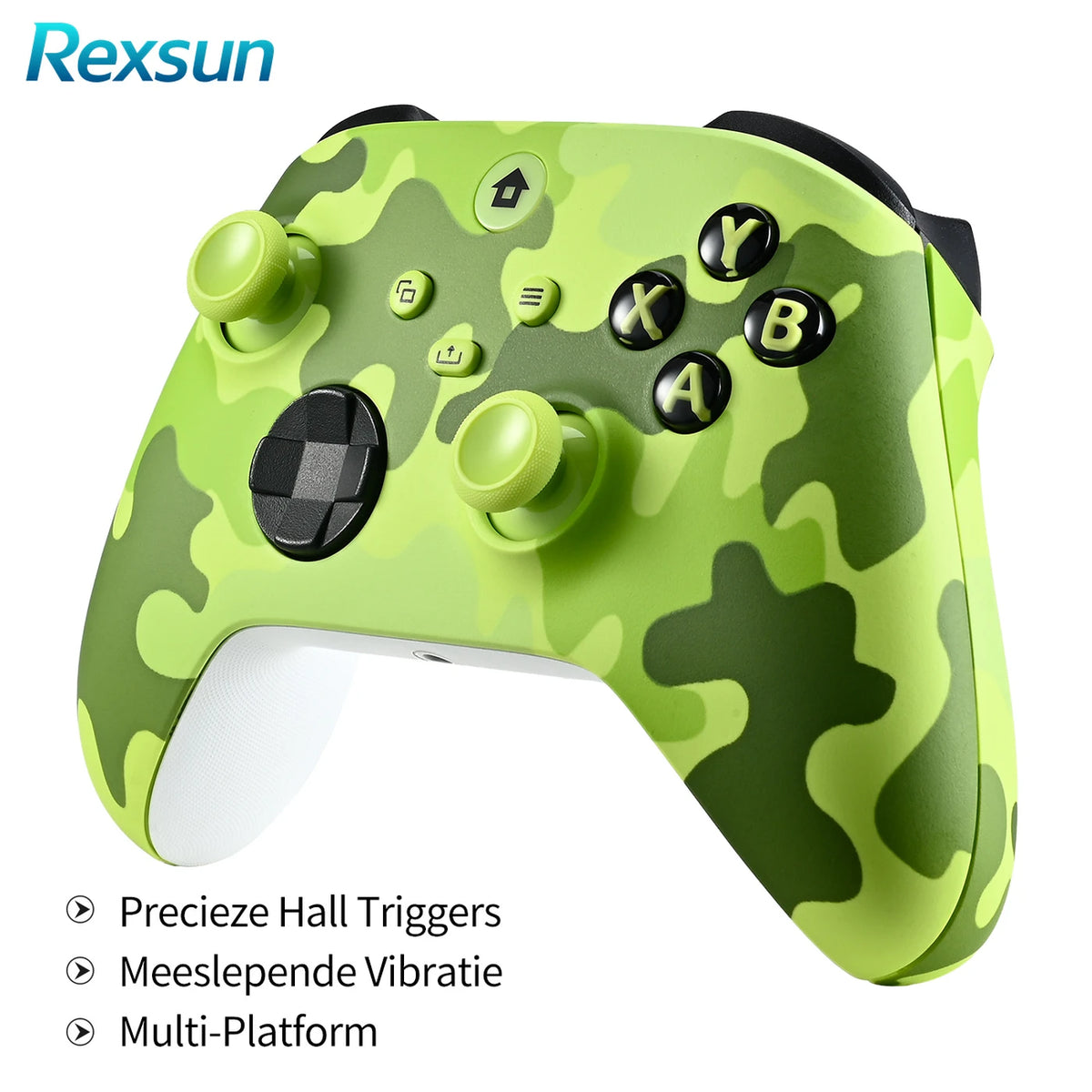 Rexsun WR007 Kabelloser Gamecontroller – Camouflage-Grün – 2,4 GHz, Xbox One/PC, Vibrationsfunktion