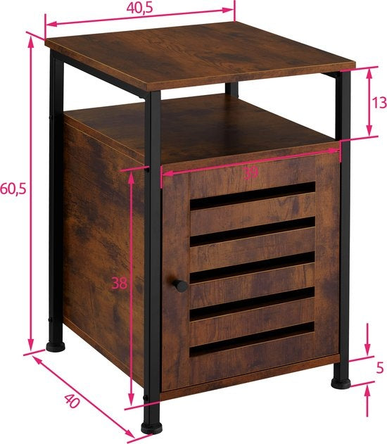 tectake - Sideboard Cork industrial dark - Nachttisch, Schlafzimmerschrank - 404221