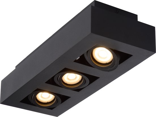 Lucide XIRAX – Deckenstrahler (Deckenleuchte) – LED, dimmbar in warme Farbtöne – GU10 (MR16) – 3 × 5 W, 2200 K/3000 K – Schwarz