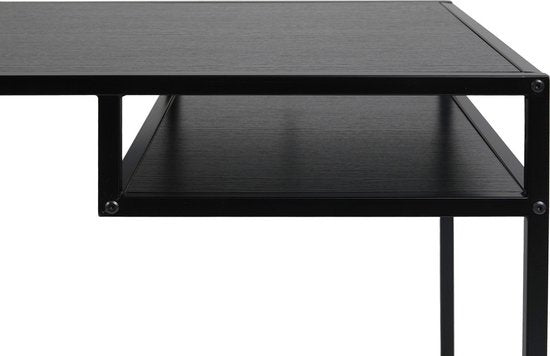 Lifa Living - Industrie-Schreibtisch - Schwarz - Metall - MDF - mit Sockel - Schlichtes Design - 114 x 60 x 76 cm