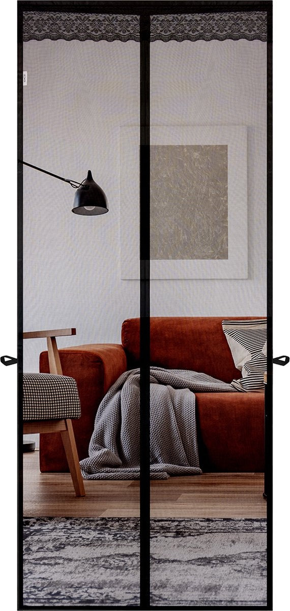 O'DADDY Türvorhang - Fliegenvorhang - Magnetisch - FIBER - Türgitter Deluxe 92 x 230 cm - Schwarz Hor - Türvorhänge