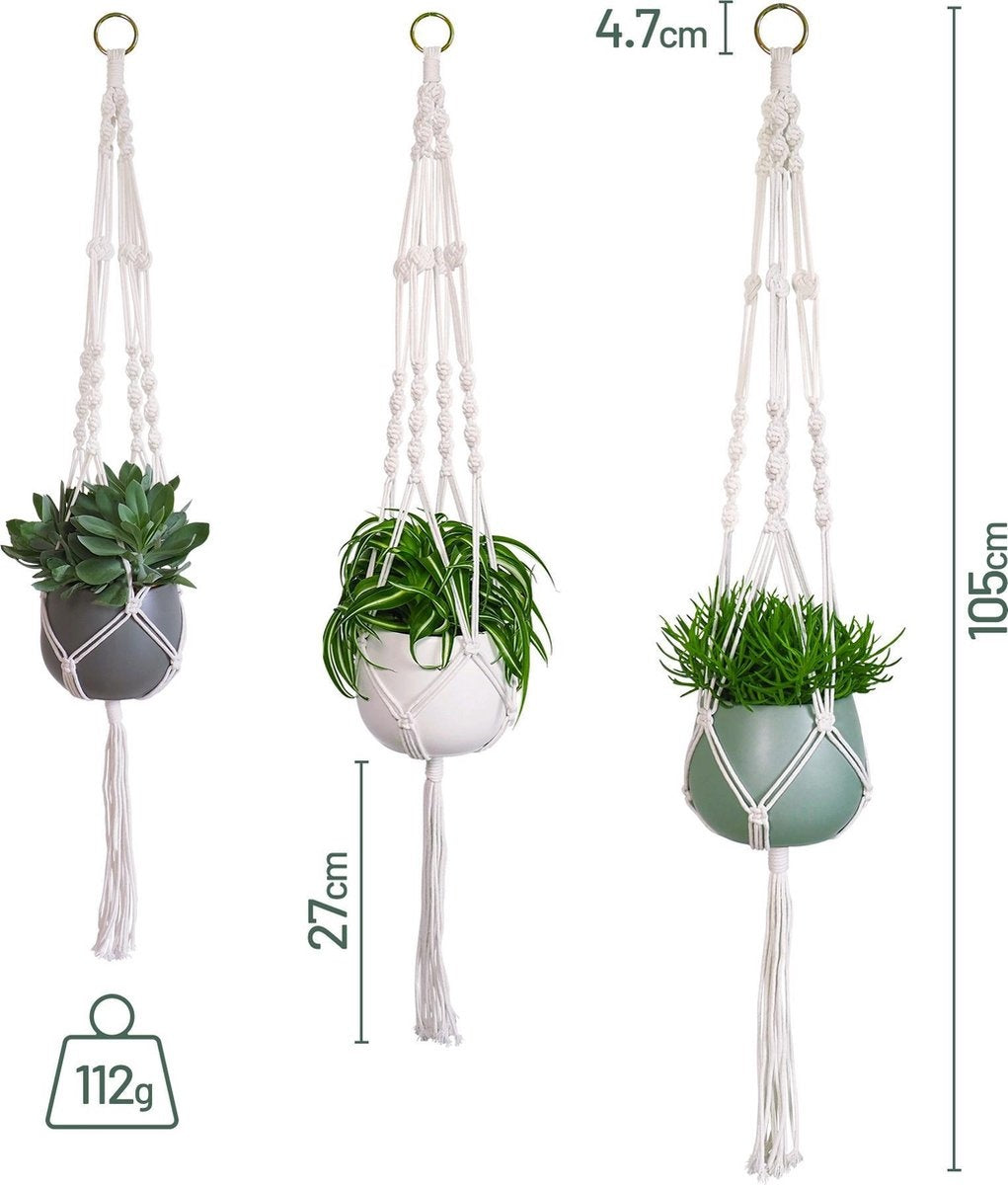 Gadgy Plant Hanger MacramÃ© - Luxus geflochtene Seil Baumwolle - 3 Stück - Blumentopf hängen - hängenden Topf