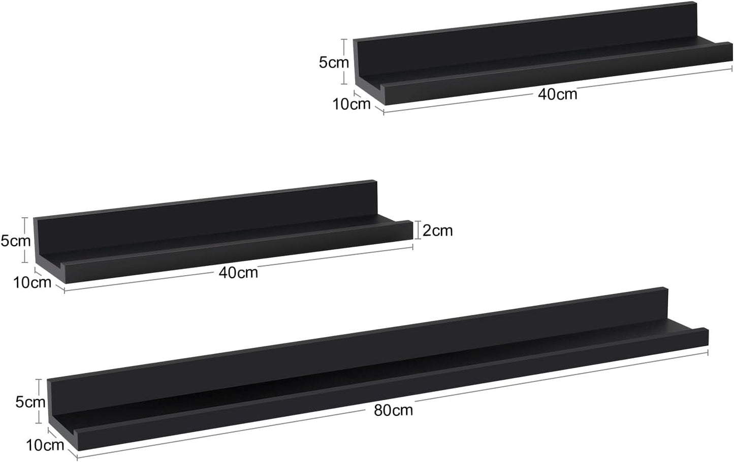 WOLTU Bilderrahmen-Regal, 3er-Set – Schwarz