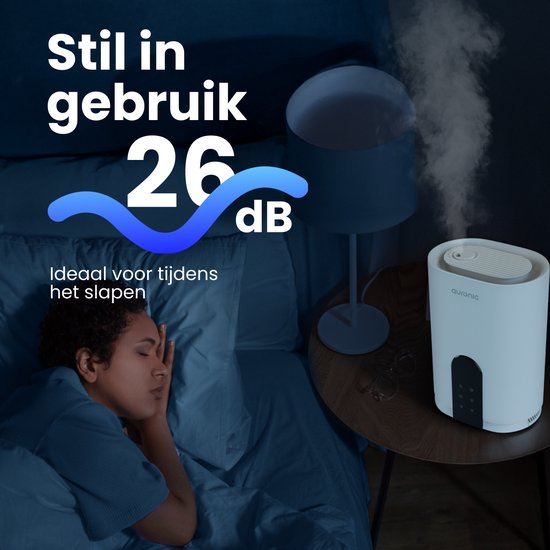 Auronic Luftbefeuchter - 4 Liter - 40m2 - Geeignet für Wohnzimmer, Büro, Schlafzimmer, Babyzimmer und mehr - Mit Aromatherapie - BPA-frei - Weiß