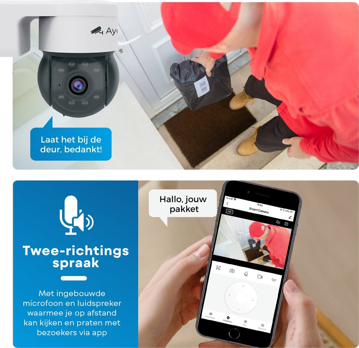 AyeCam Sicherheitskamera Outdoor - 360PRO - FULL HD - Ãœberwachungskamera - Inkl. 32GB SD