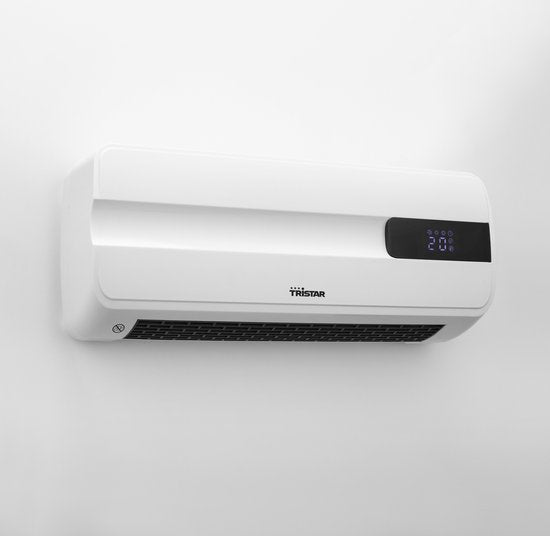 Tristar KA-5070 Keramikheizkörper – 2000 W – Wandmontage – Mit Fernbedienung und LED-Anzeige – Timer und Wochentimer – Weiß – Sichere und effiziente Heizung mit Überhitzungsschutz