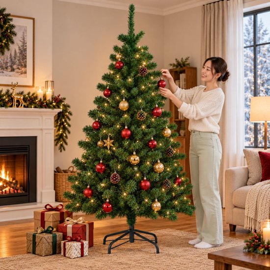 Arti Casa Kunstweihnachtsbaum 180 cm – Kunstweihnachtsbaum mit Ständer – 650 Zweige – Weihnachtsdekoration für den Innenbereich – Grün
