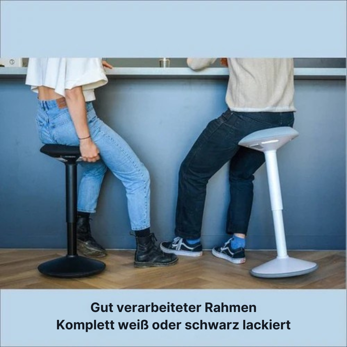 Bckz - Balance Hocker - Wackelhocker - Ergonomischer Bürostuhl - Sattelhocker - Höhe 55-80cm - Weiß