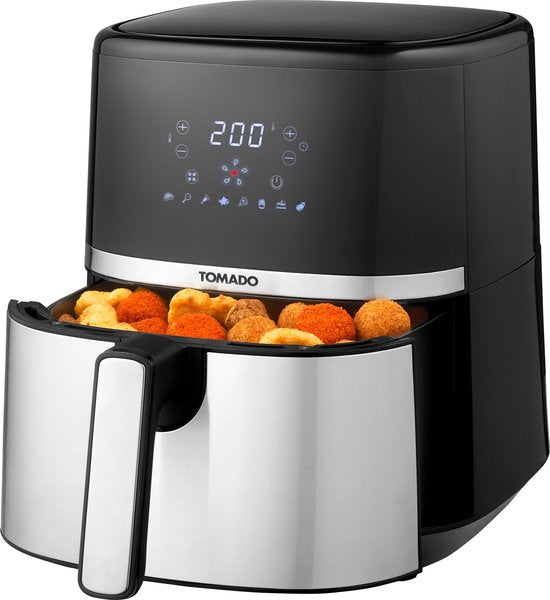 Tomado TAF5401S - Airfryer - 5,4 Liter Fassungsvermögen - Heißluftfritteuse - Digitales Display - 800 Gramm Pommes frites - Schwarz/RVS