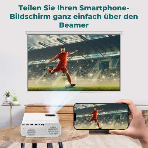 Spoused - Mini-Beamer - Streaming von Ihrem Telefon mit WiFi - Full-HD - 10.000 Lumen - Weiß