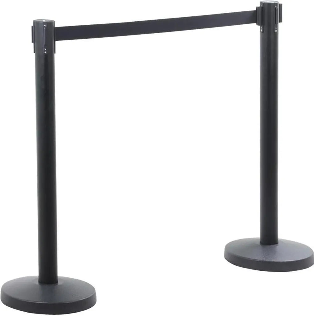 Yaheetech Absperrpfosten, 2er-Set – Schwarz – Absperrpfosten mit ausziehbarem Absperrband (200 cm)