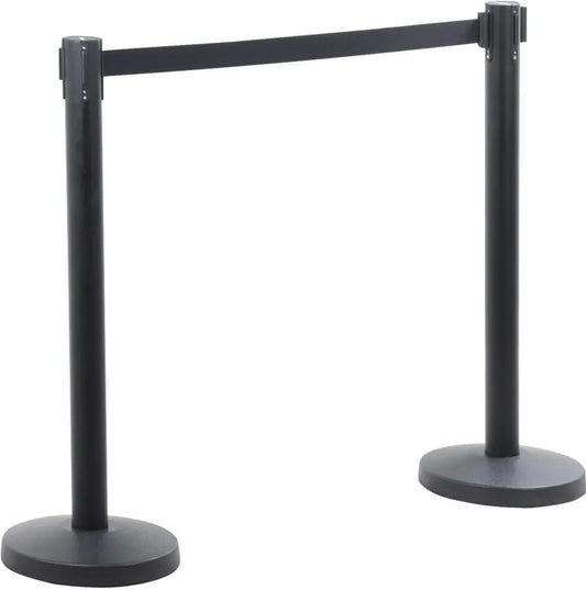 Yaheetech Absperrpfosten, 2er-Set – Schwarz – Absperrpfosten mit ausziehbarem Absperrband (200 cm)