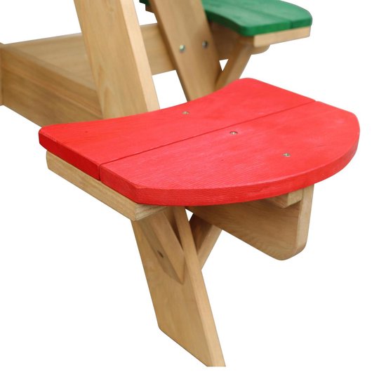 AXI Ufo Picknicktisch Rund für 4 Kinder in Regenbogenfarben - Picknicktisch aus Holz - 120x120x56cm