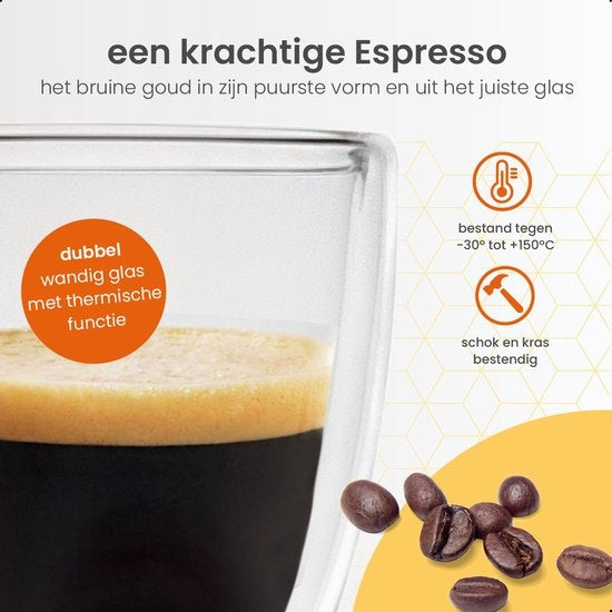 Goliving Dubbelwandige Koffieglazen - koffiekopjes - Kopjes - Glazen - Theeglazen - Latte Macchiato - Cappuccino - Set Van 6