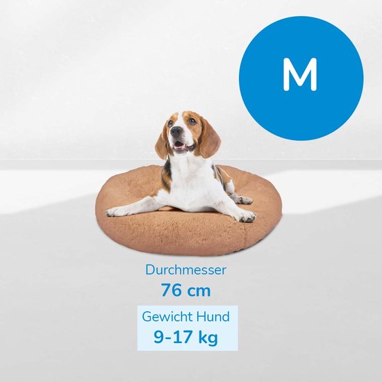 Peaceful Pooch M – flauschiges Hundebett – 76 cm Durchmesser – zusammenklappbar – in verschiedenen Größen erhältlich. Katzenbett – waschbar – herausnehmbare Füllung – entspannt Gelenke und Muskeln – rutschfester Noppenboden