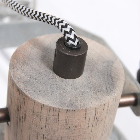 Klemmstrahler und Wandleuchte Gearwood 2752NI Nickel, E27-Fassung, trendiges Design, aus Holz und Metall, für den Innenbereich, dreh- und neigbar