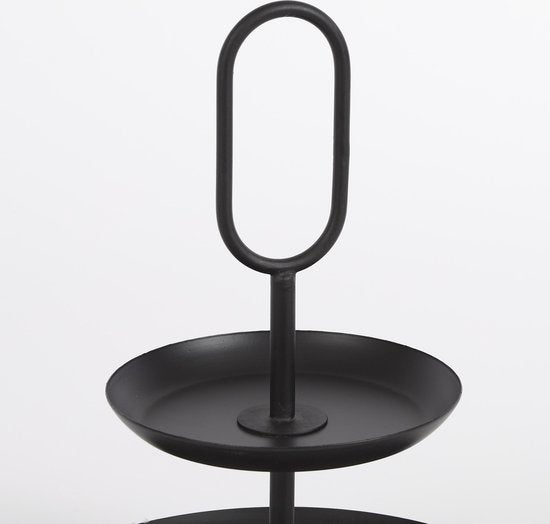 Mica Decorations Rama Etagere 2 Schichten - H36 x Ø28 cm - Metall - Schwarz