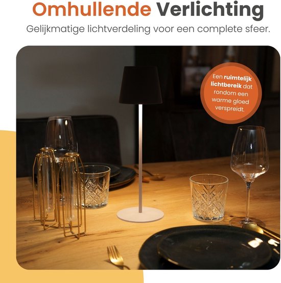 Goliving Chroma Tischlampe Wiederaufladbar - Kabellos und dimmbar - Touch Lampe - Nachtlampe Schlafzimmer & Wohnzimmer - RGBW - 37.5 cm - Weiß